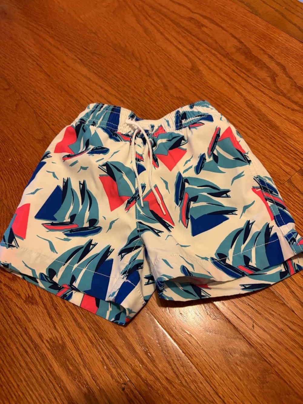Crewcuts Teal & Navy Sail Print Swim Trunks